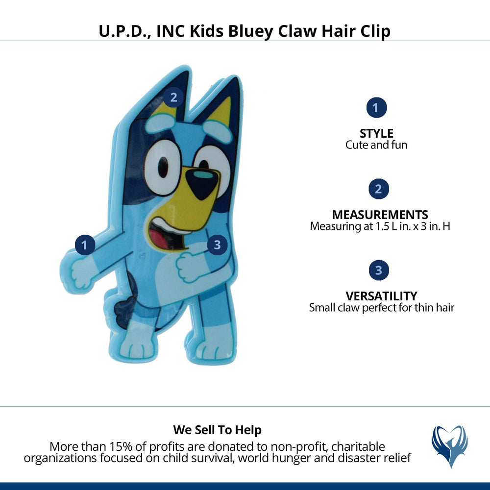 HER Bluey butterfly clip adds charm to party and everyday outfits.