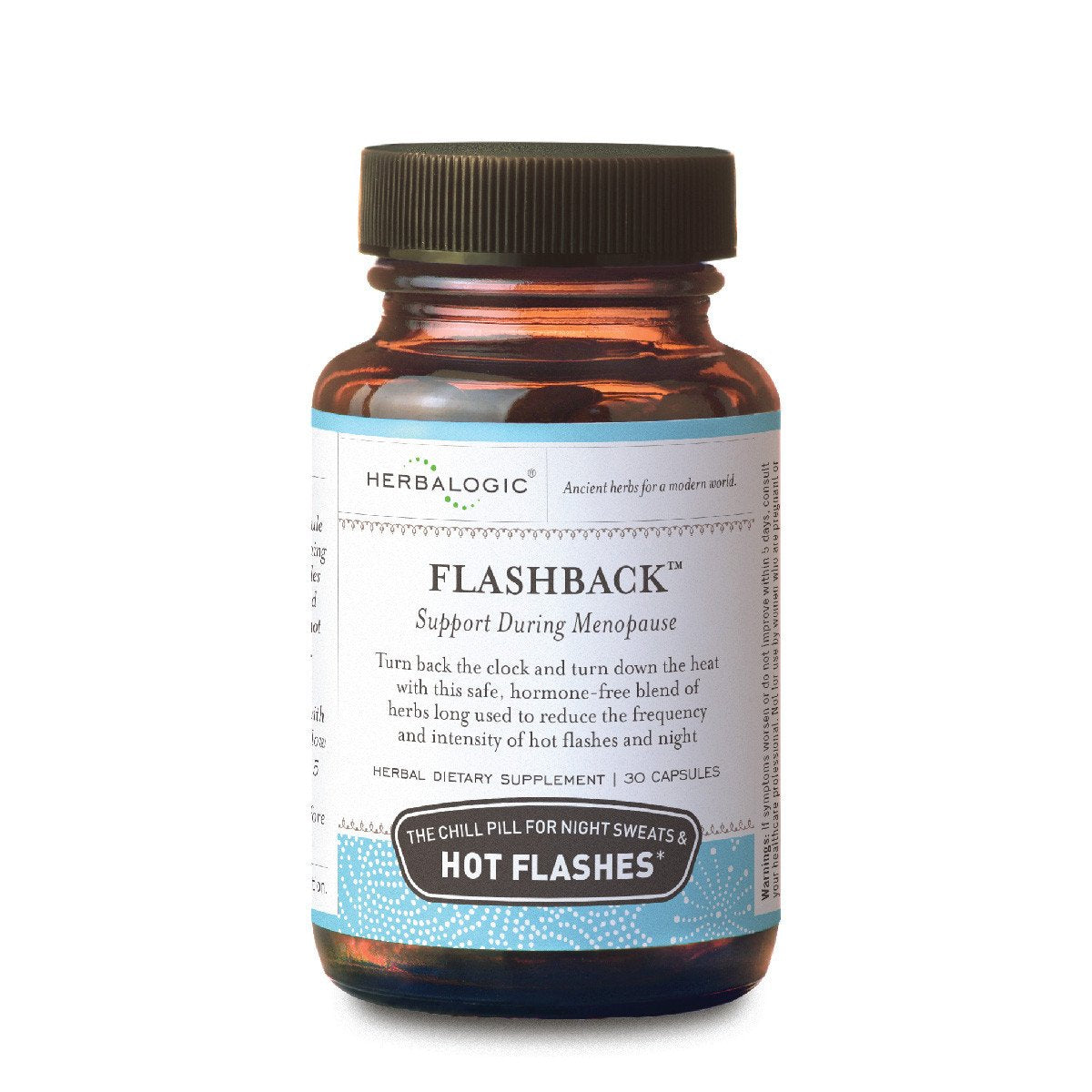 Herbalogic Flashback bottle front for menopause support.