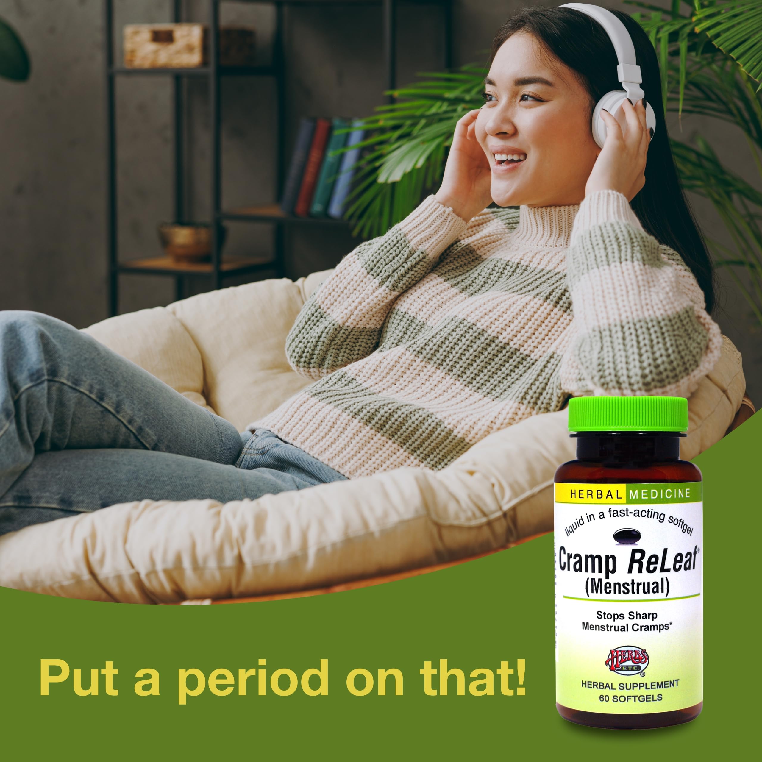 Cramp ReLeaf ingredients list featuring black haw, cramp bark, bethroot.