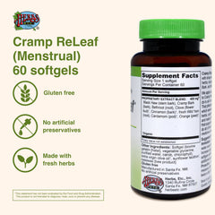 Cramp ReLeaf softgel capsules prepared for menstrual support.