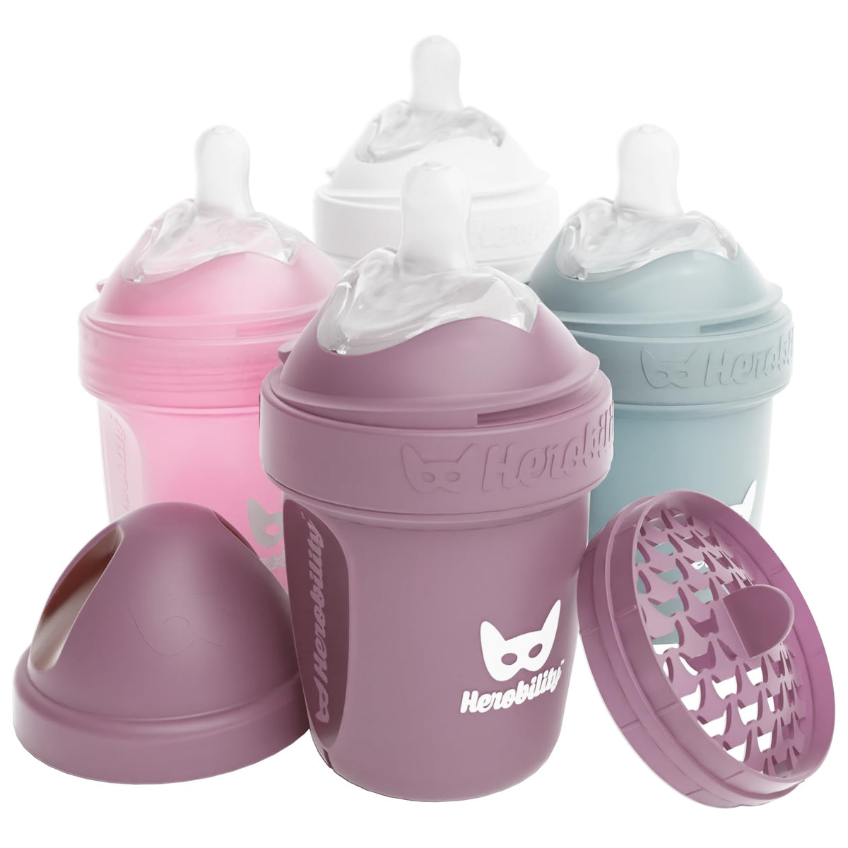 Herobility double anti-colic bottle pour: smooth flow and reduced air intake for calmer feeds.