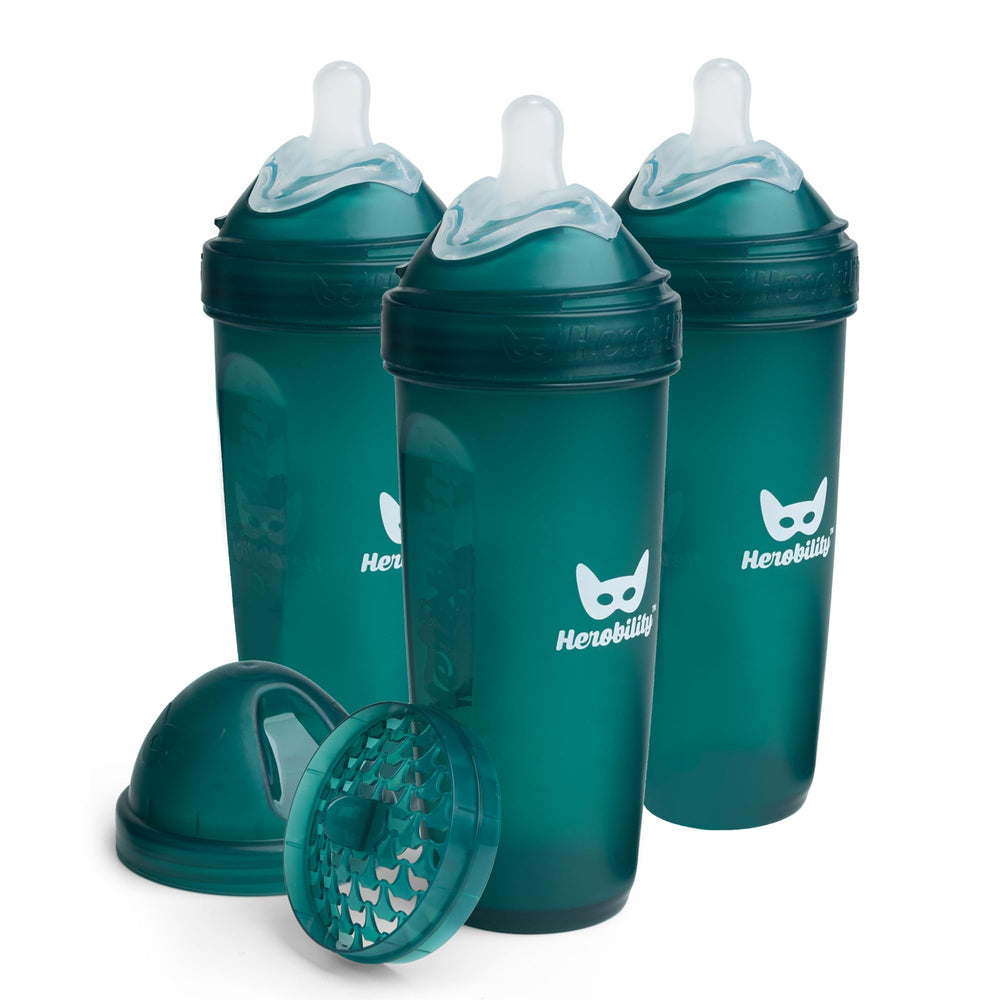 Herobility double anti-colic bottles pack, convenient 3-pack for on-the-go feeding.