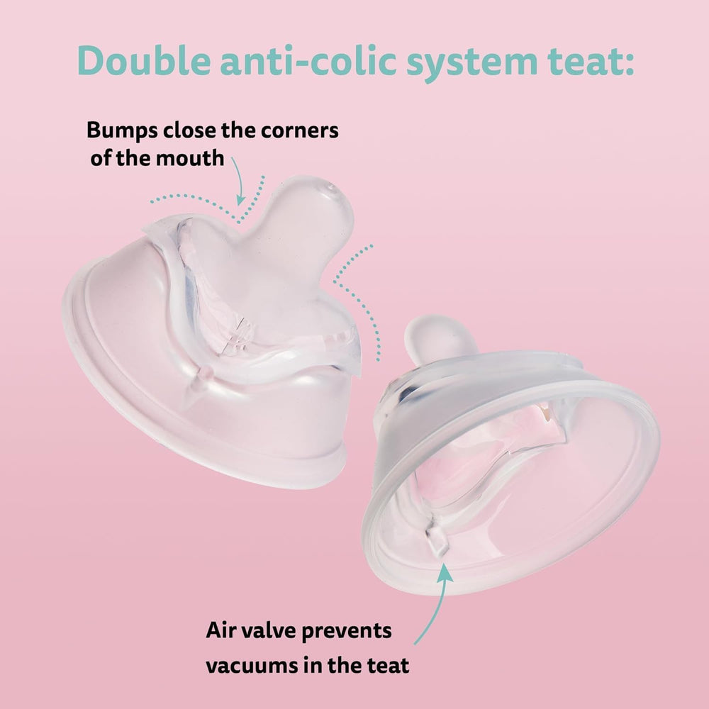 Herobility silicone nipple on bottle assembly emphasizes BPA/BPS-free safety.