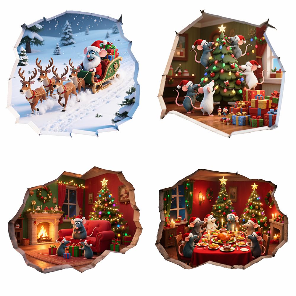 Heshengzaixian Christmas mouse hole wall decal sparks imaginative play in kids' room.