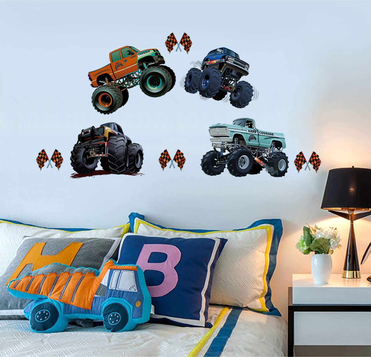 Heshengzaixian Monster Truck vinyl decal on wall, durable and removable