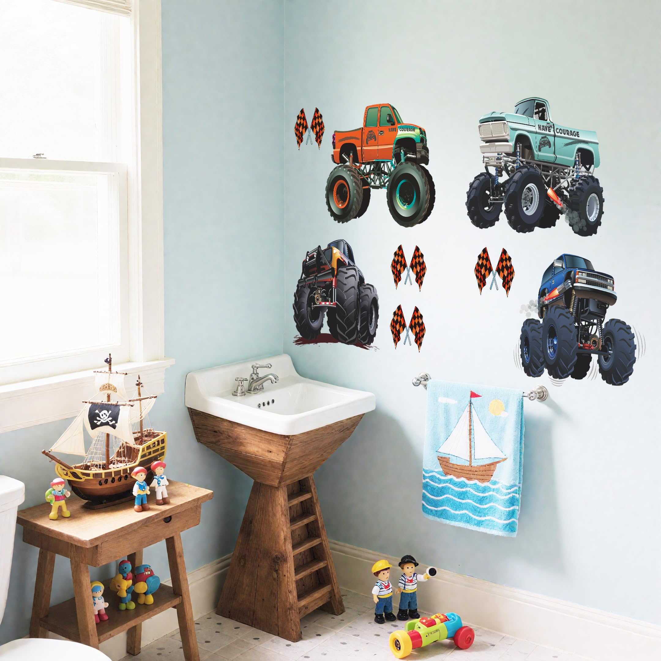 Heshengzaixian Monster Truck wall art for playroom, quick room transformation