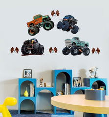 Heshengzaixian Monster Truck wall decal for boy's bedroom, easy removal and wipe-clean surface