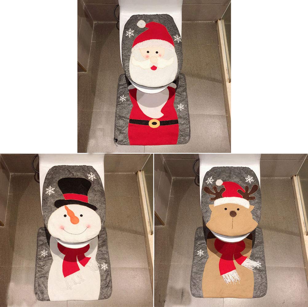 HESHIFENG Snowman tissue box cover brightens the vanity with festive decor.