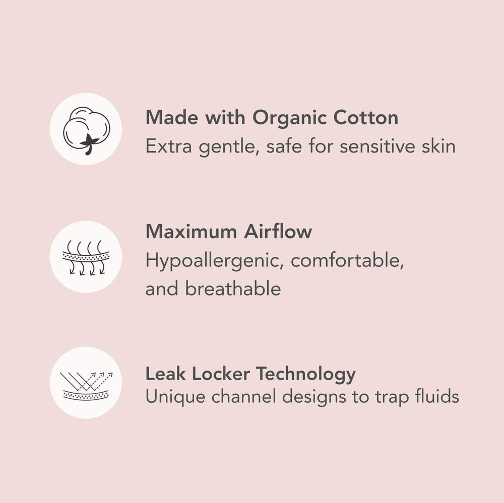 Hesta Rael pads with Leak Locker technology trapping fluids for added security.