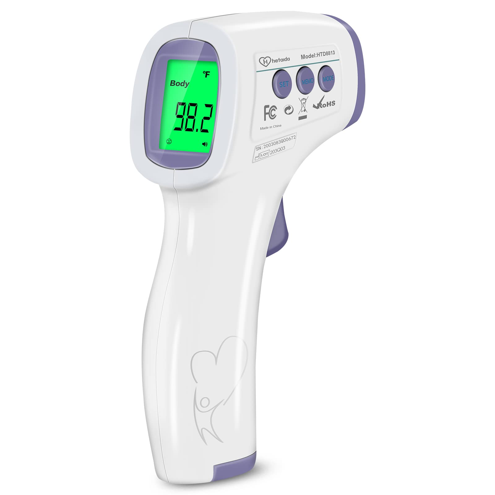 Hetaida fever alarm and auto-shutoff features for safe monitoring.