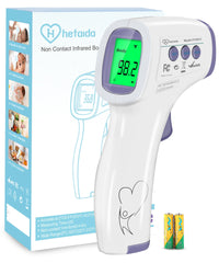 Hetaida digital thermometer in non-contact forehead mode for safe family checks.