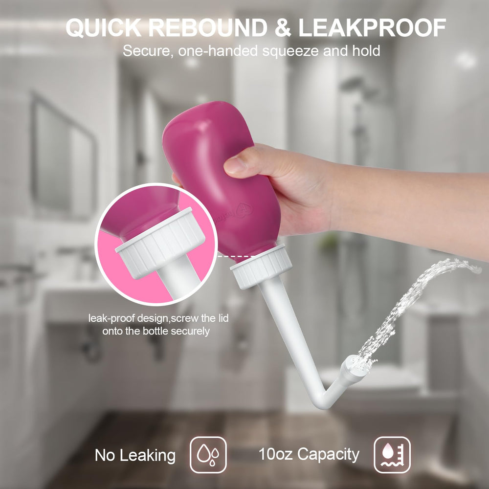 Hetaida 10oz leak-proof bottle with collapsible nozzle for travel-ready care.