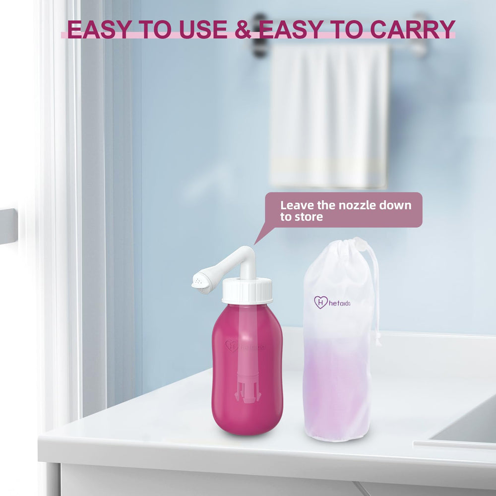 Hetaida peri bottle travel bag included for on-the-go care.