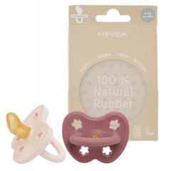 HEVEA natural rubber pacifier orthodontic in powder pink offers gentle soothing for newborns.