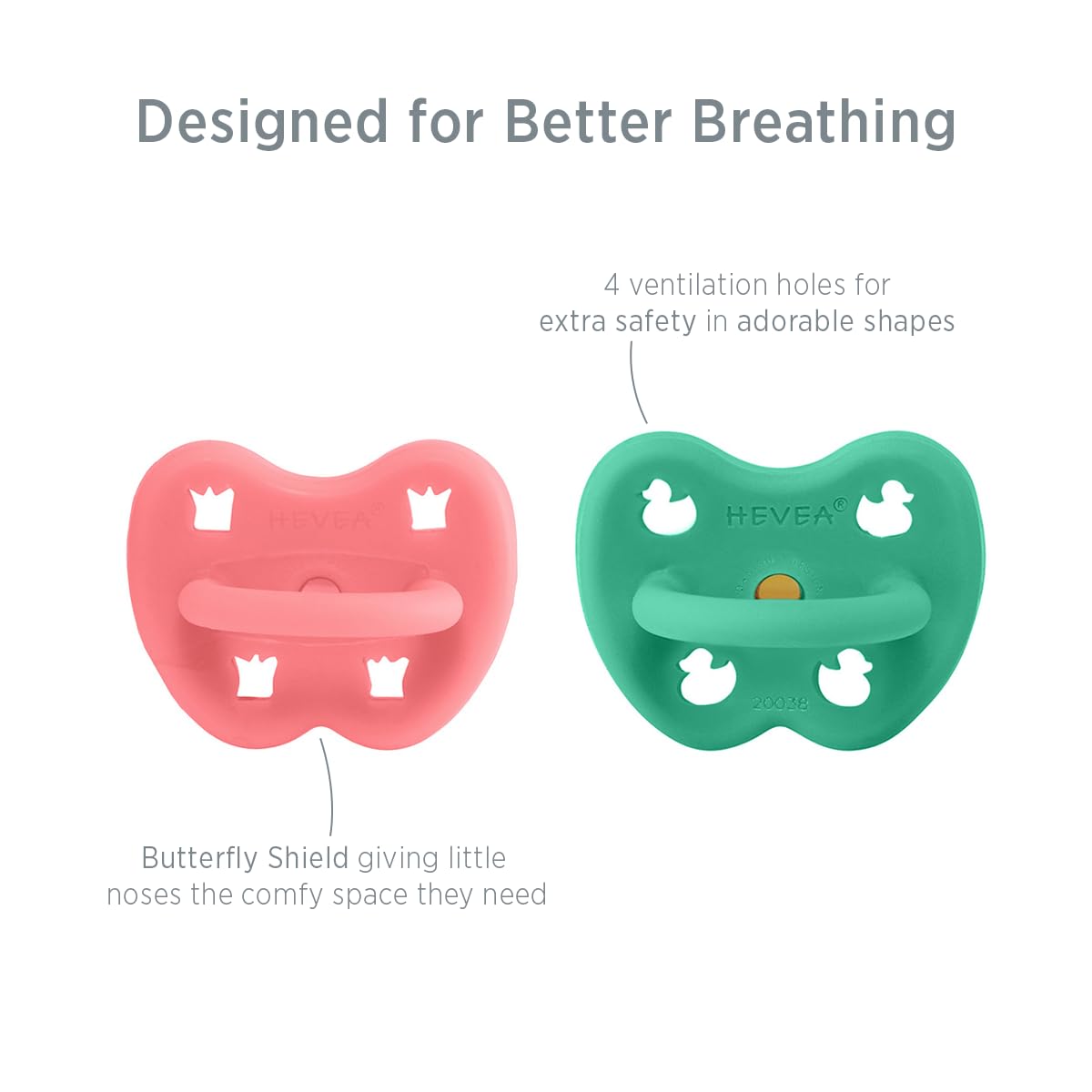 HEVEA pacifier ventilation holes highlight Danish design and safety features for soft teat