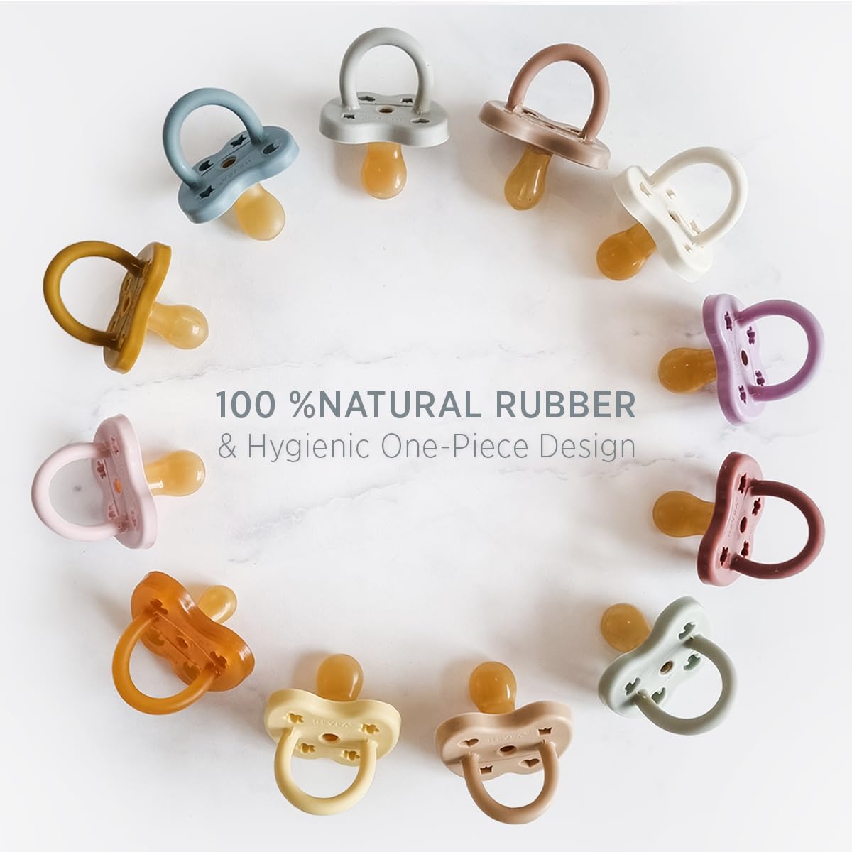 HEVEA pacifier with ventilation holes promotes airflow and comfort