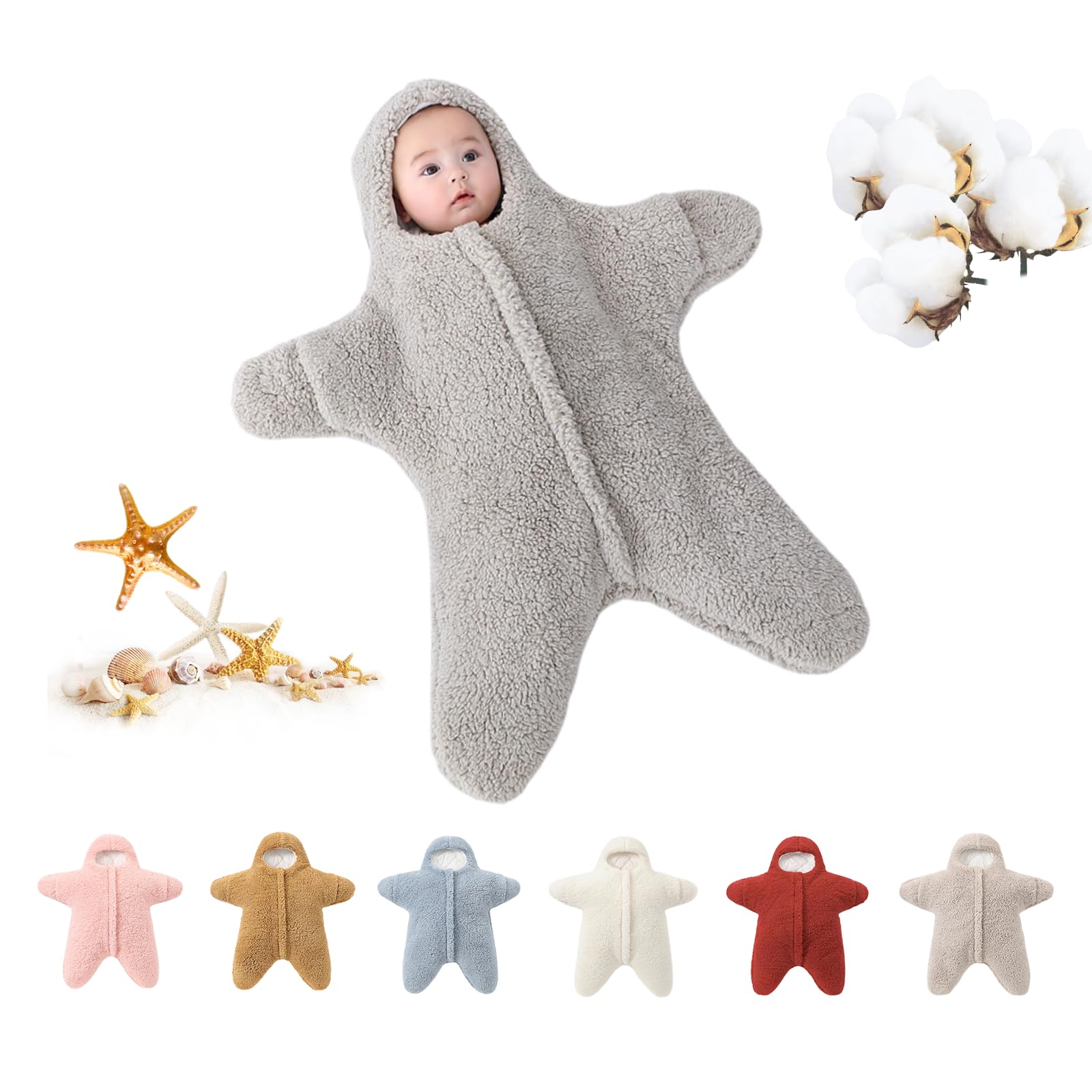 HEVOY Baby Starfish Onesie with outer cashmere fabric for warmth and softness.