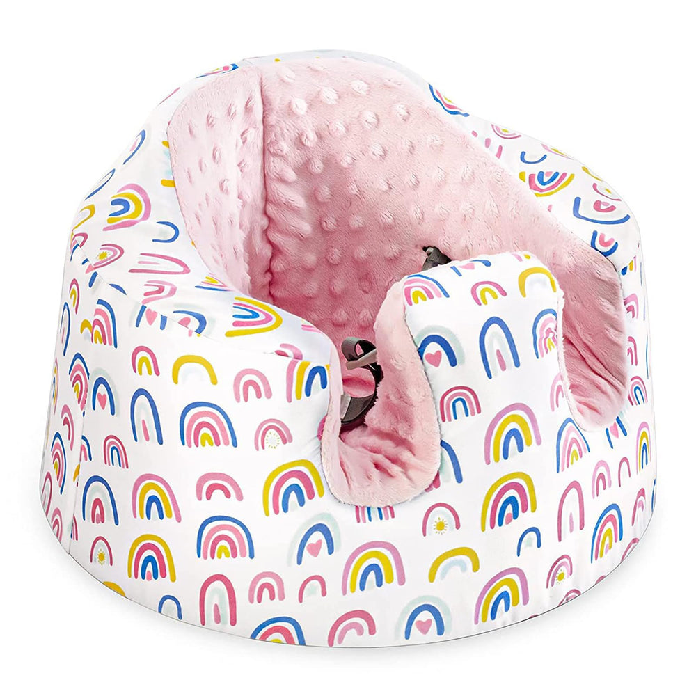 HEVOY Bumbo-compatible seat cover protects the chair and cleans easily.