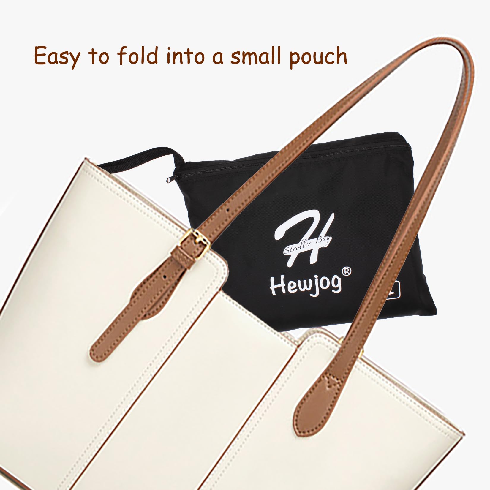 Hewjog Extra Large Stroller Travel Bag folded compactly fits in a diaper bag or carry-on.