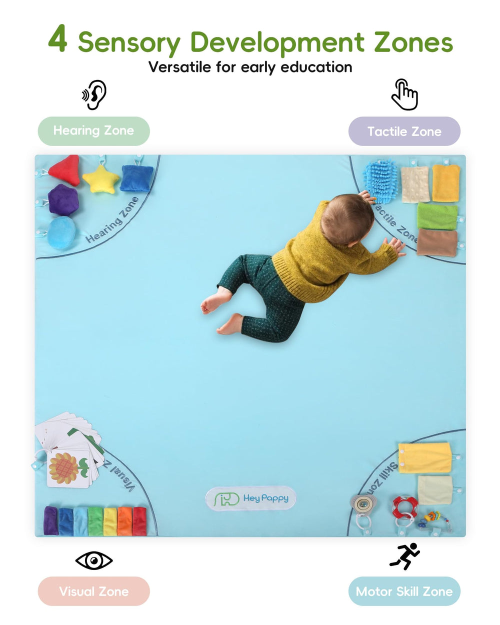 Heypappy crawling mat with non-slip bottom keeps playtime stable and safe.