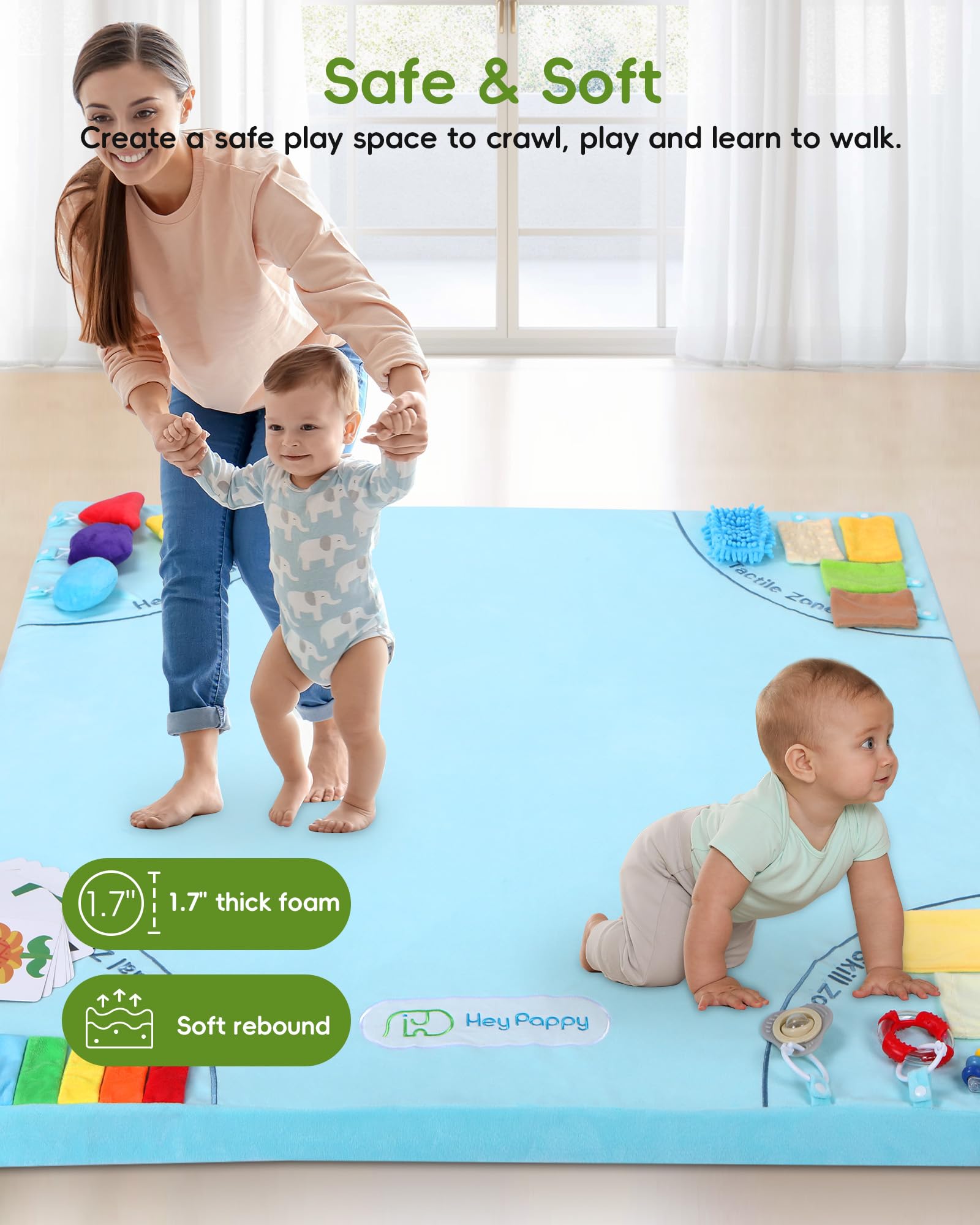 Heypappy velvet cover is machine washable for easy cleaning between sessions.