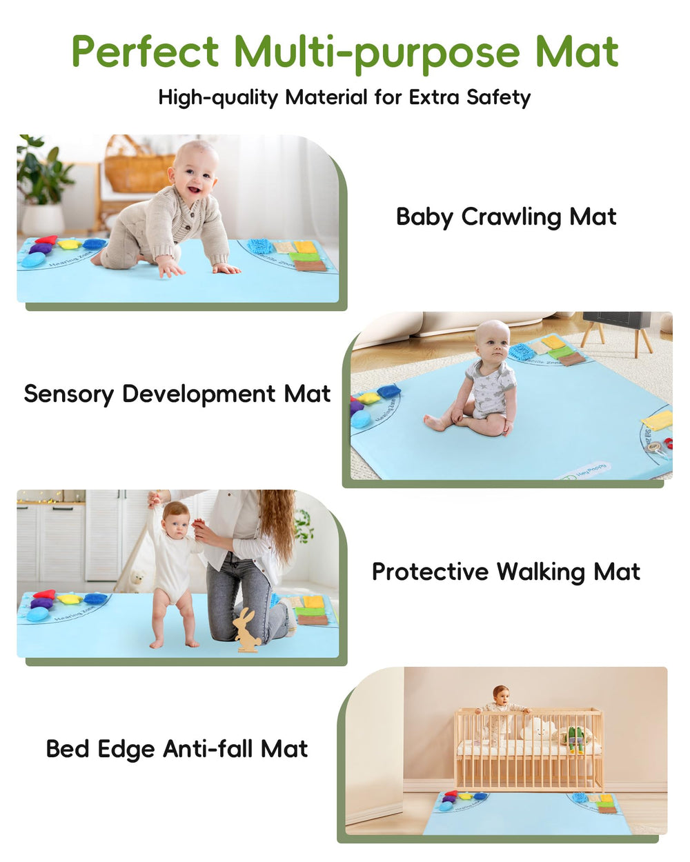 Heypappy play mat in 50x50 size offers a spacious crawling area.