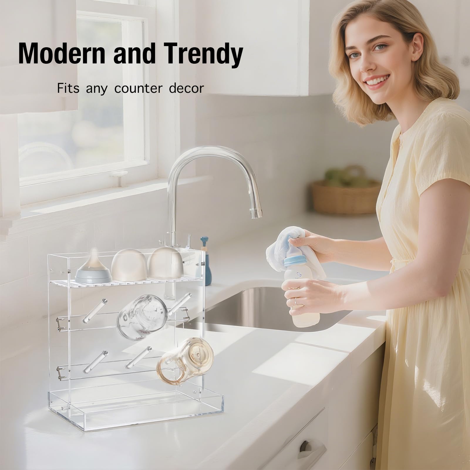 Heyrelda front view shows sleek, transparent design for modern kitchens.