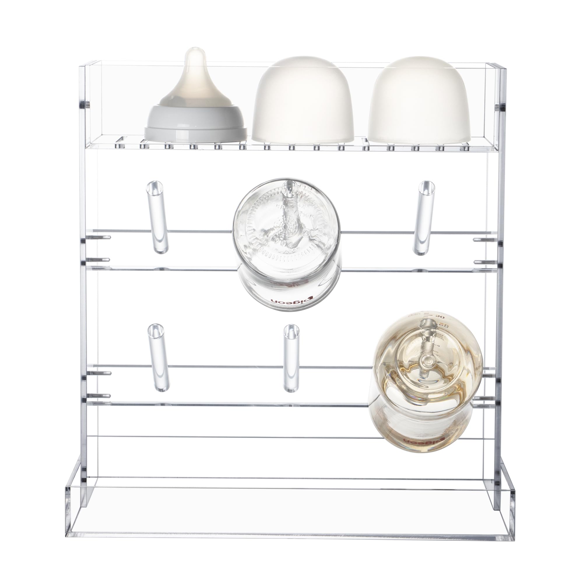 Heyrelda countertop organizer keeps bottles and parts neatly within reach.