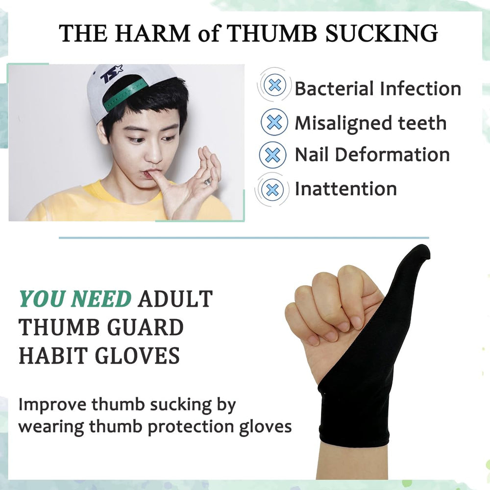 Heyshapeing thumb-sucking guard glove worn on hand during tasks to reduce habit interference.