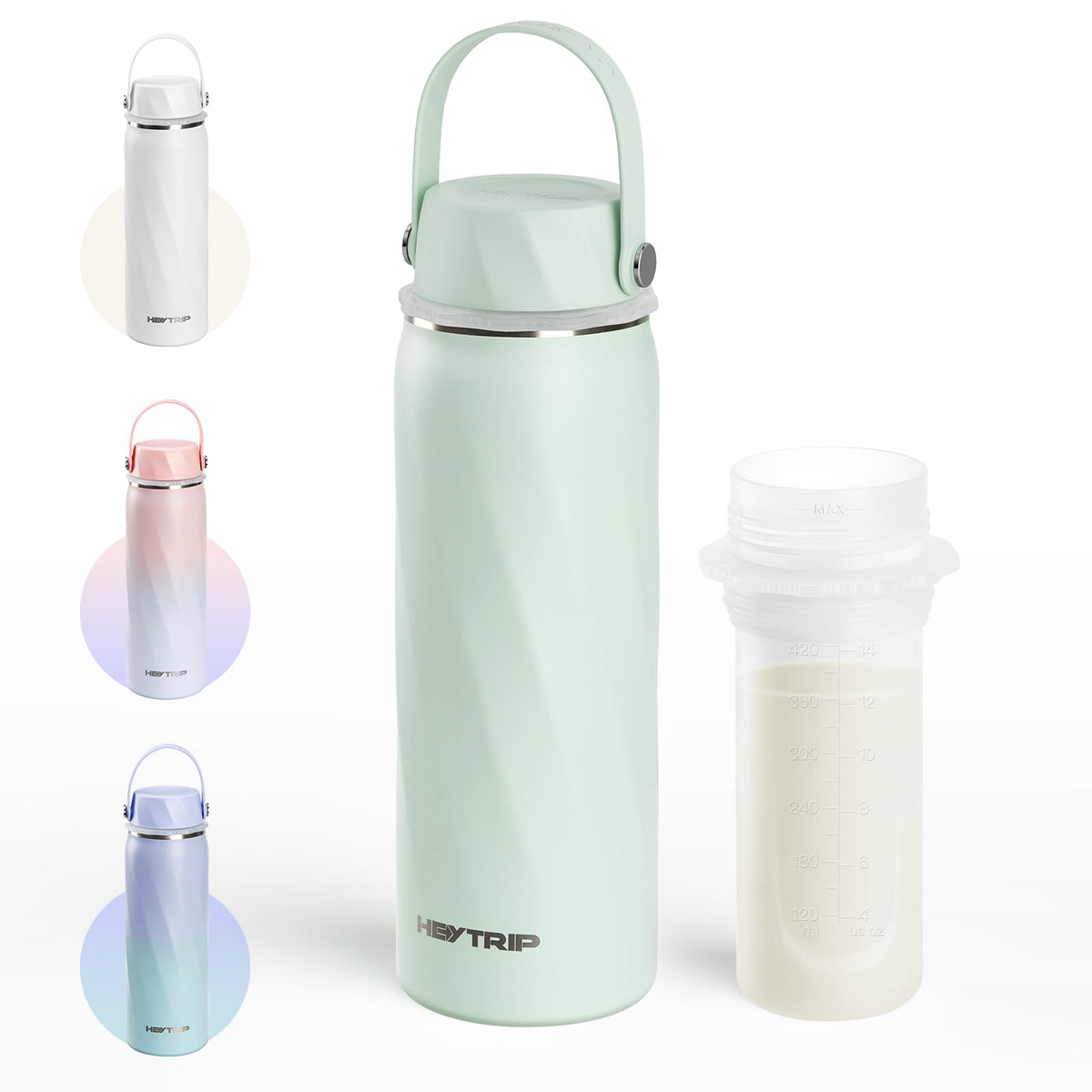 HEYTRIP 20oz breastmilk cooler bottle in travel-ready setup for on-the-go feeding