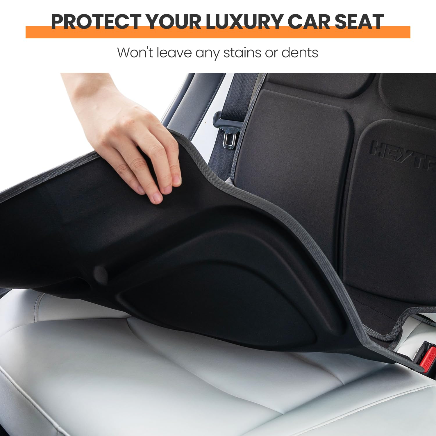 HEYTRIP car seat protector non-slip design stays in place for safer seating.