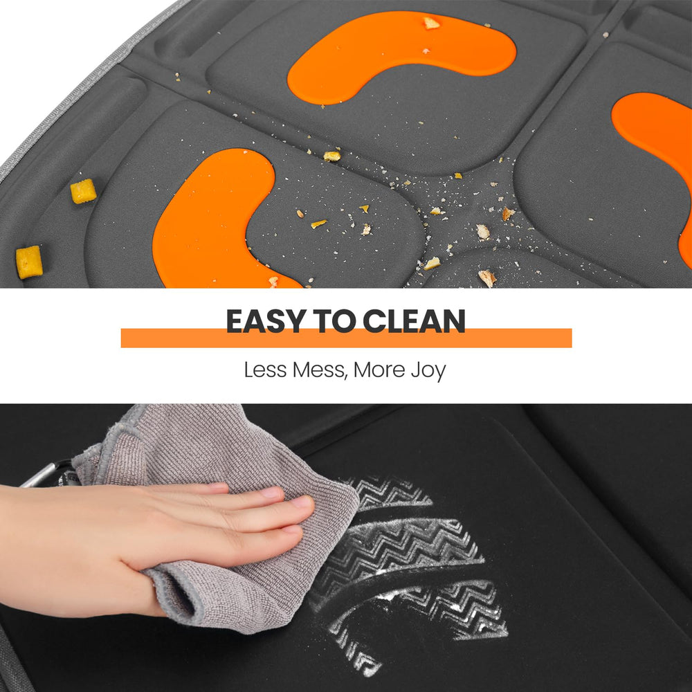 HEYTRIP car seat protector spill-resistant corners keep mess contained.