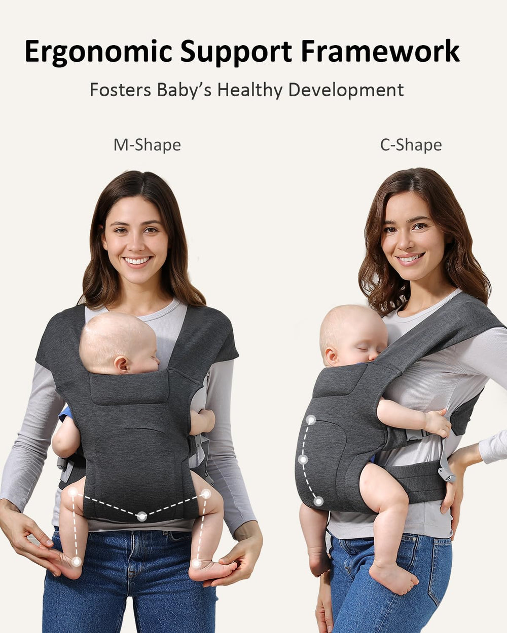 HEYVALUE head support feature keeps baby's head rested during hands-free carries.