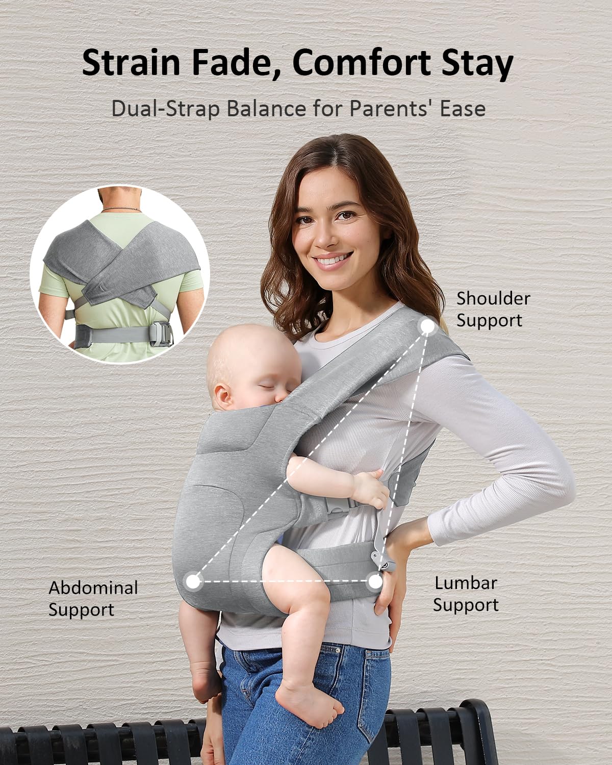HEYVALUE intuitive quick-buckle system lets you secure your baby single-handedly.
