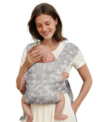 HEYVALUE Baby Carrier front view with TieDyeGray wrap-hug for secure everyday use.