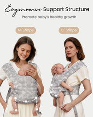 HEYVALUE Baby Carrier head support in TieDyeGray ensures gentle neck protection.
