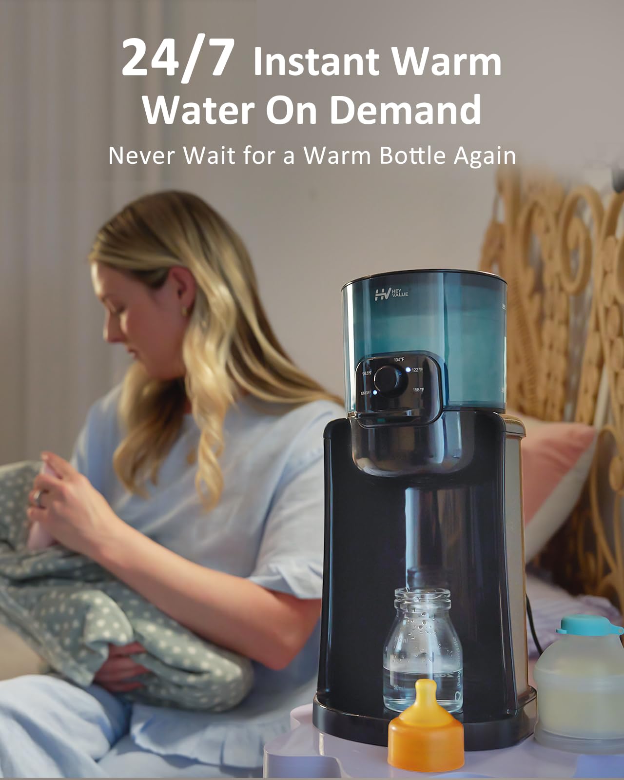 HEYVALUE Water Warmer with four temperature settings for precise warming.