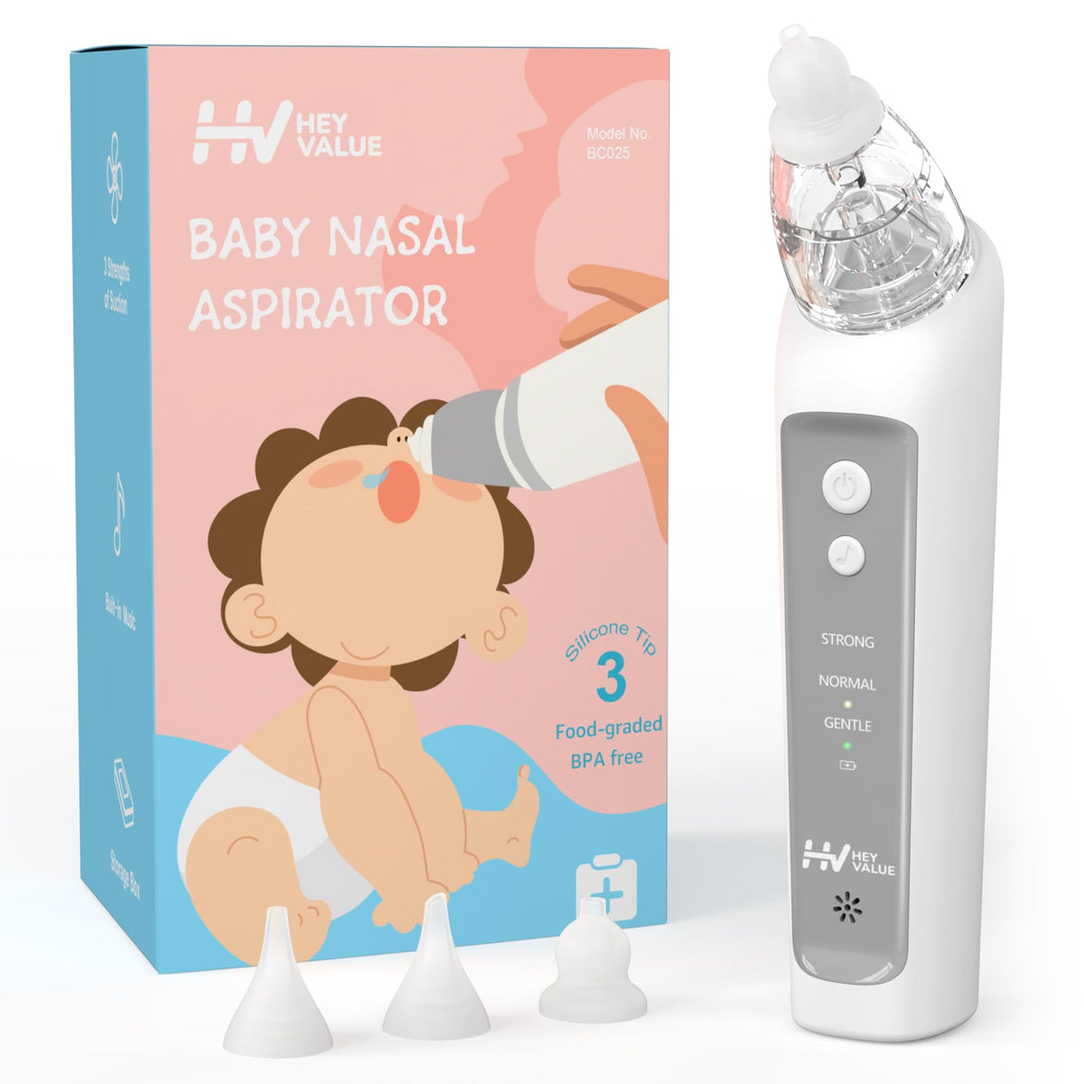 HEYVALUE nasal aspirator full package ready for quick relief and on-the-go use.
