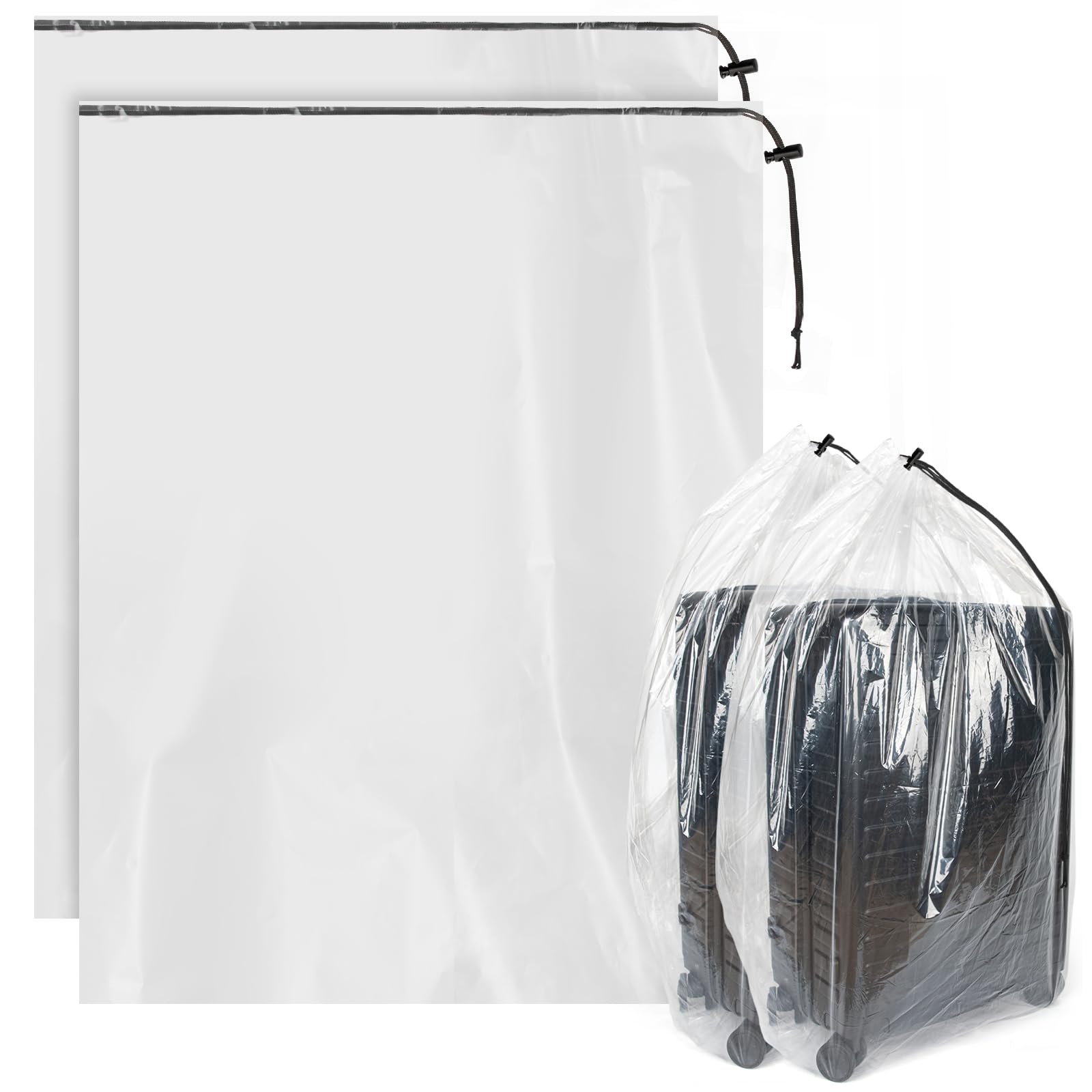 HFKPJRT 40x60 clear drawstring bag with secure closure for bulky items.