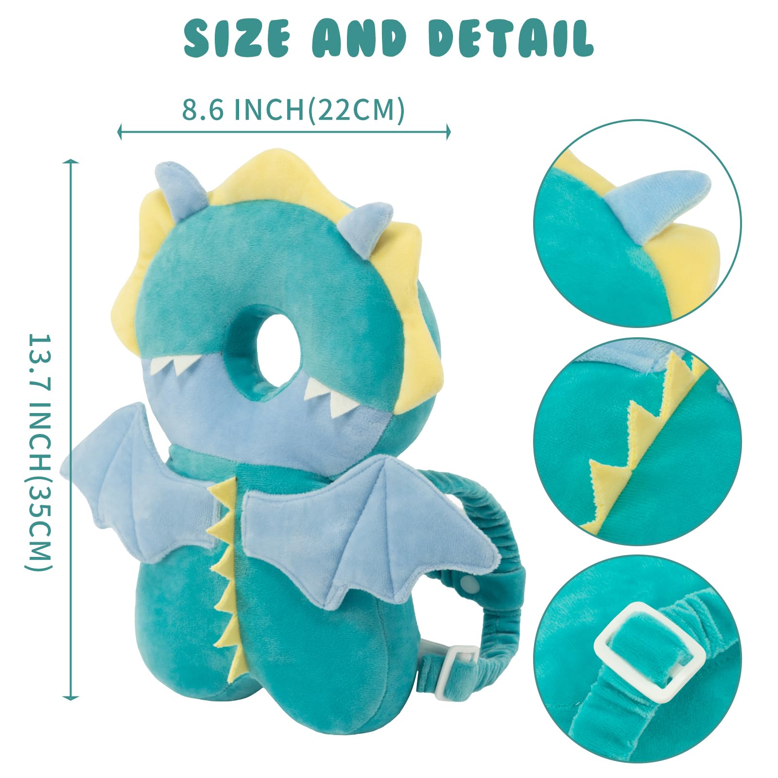 HGTC Baby Head Protector Backpack adjustable straps fit growing toddlers