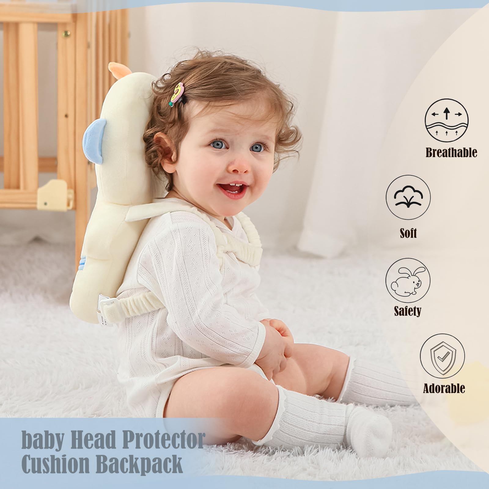 HGTC Baby Head Protector Backpack demonstrates lightweight design for easy wear by toddlers