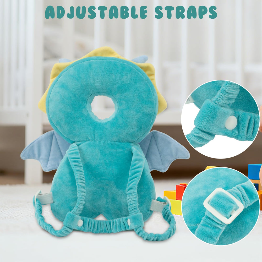 HGTC Green Dragon Plush Head Protector supports safe exploration and comfort