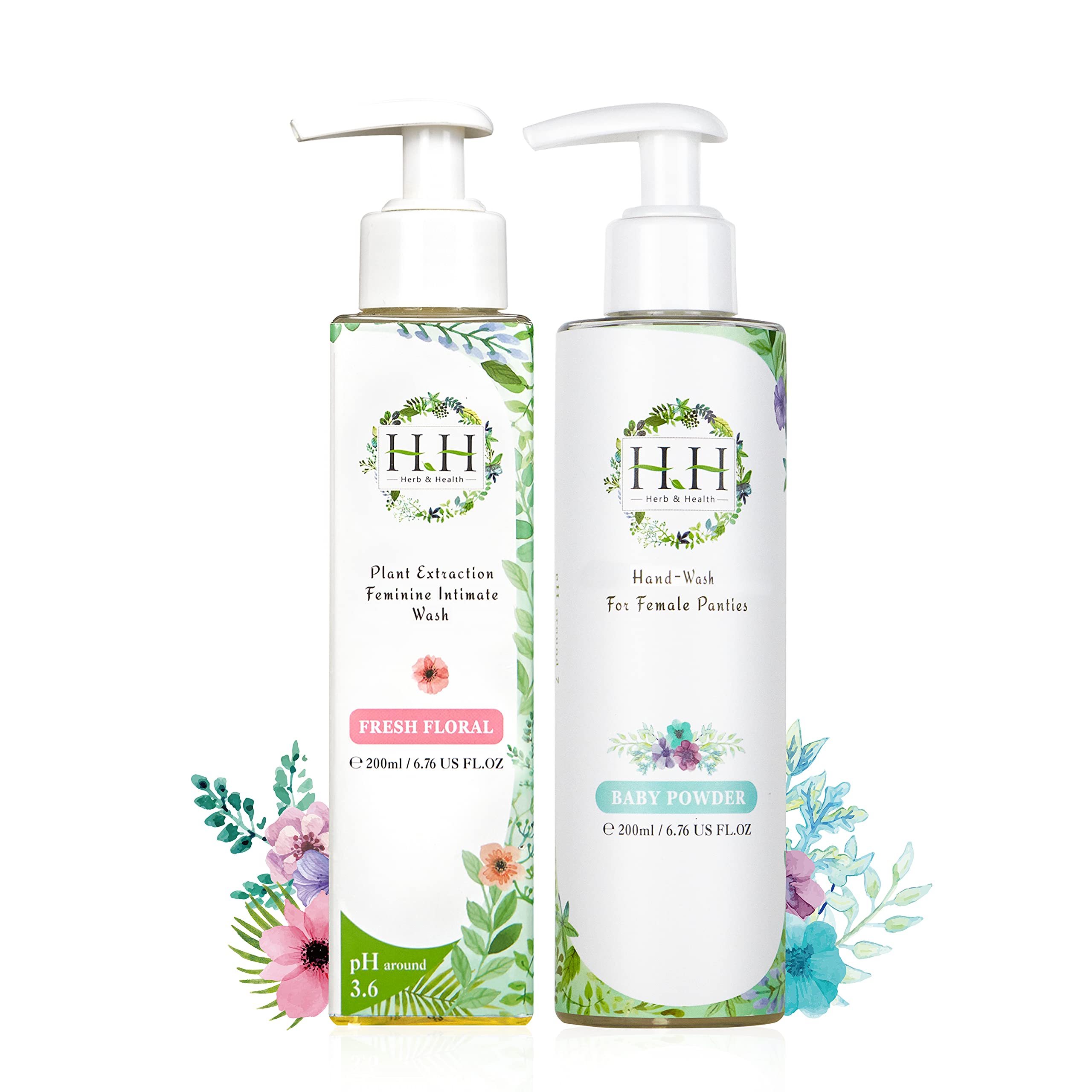 HH Herb & Health feminine wash bottle delivers gentle, pH-balanced cleansing for sensitive skin.