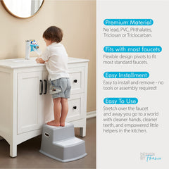 hhf penguin faucet extender side view showing kid-friendly reach
