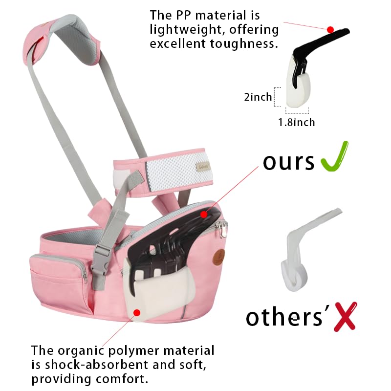 HHOCN baby hip seat carrier back view with padded strap for balanced weight