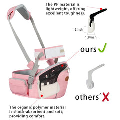 HHOCN baby hip seat carrier back view with padded strap for balanced weight