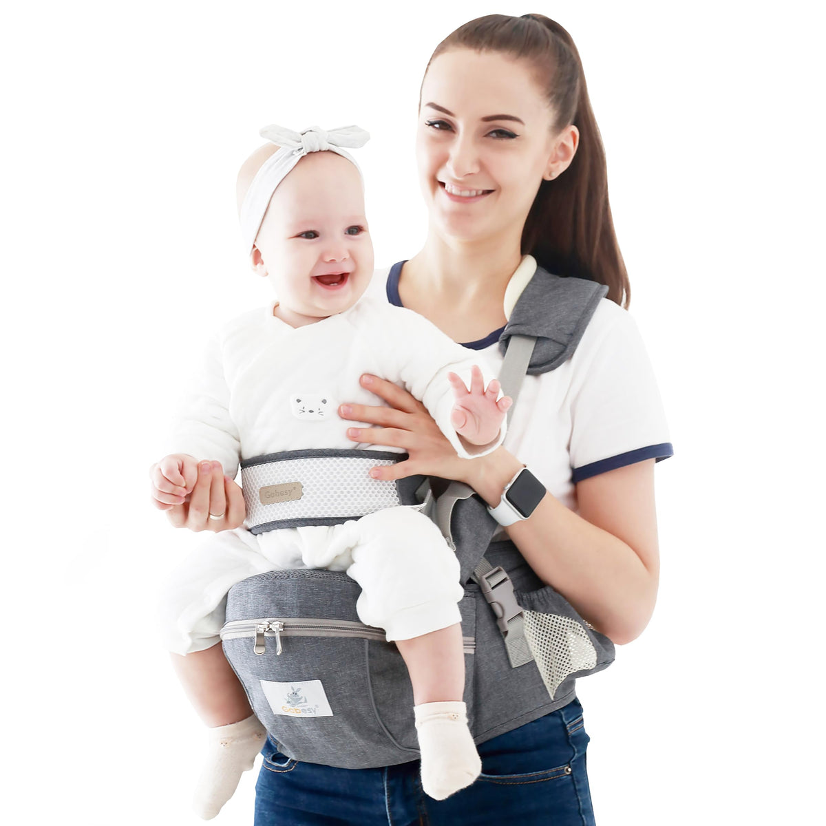 HHOCN baby hip seat carrier with durable exterior fabric for daily use.