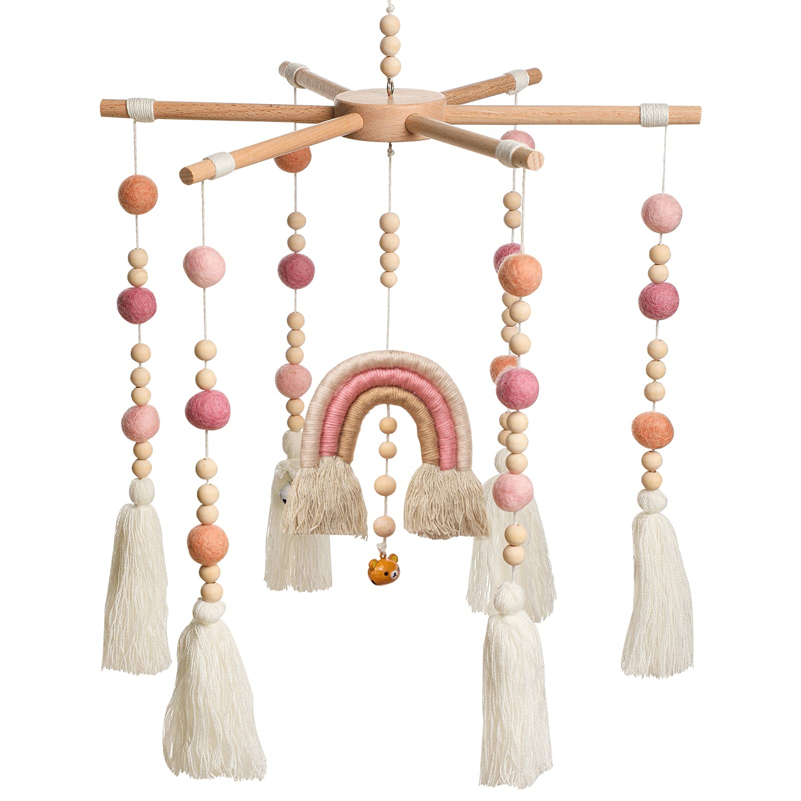 HI BABY MONMENT crib mobile with colorful cotton balls promotes visual development