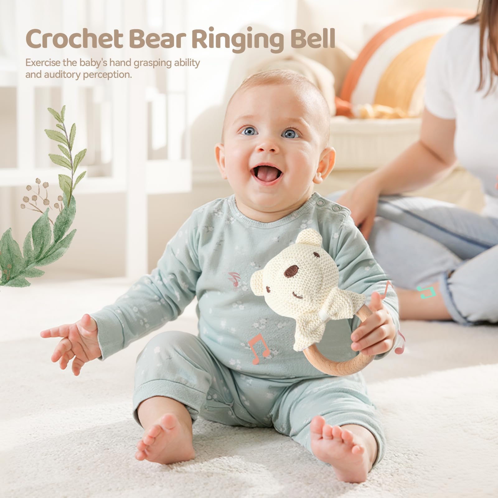 HI BABY MONMENT Baby Teether Rattle soothes tiny hands and gums.