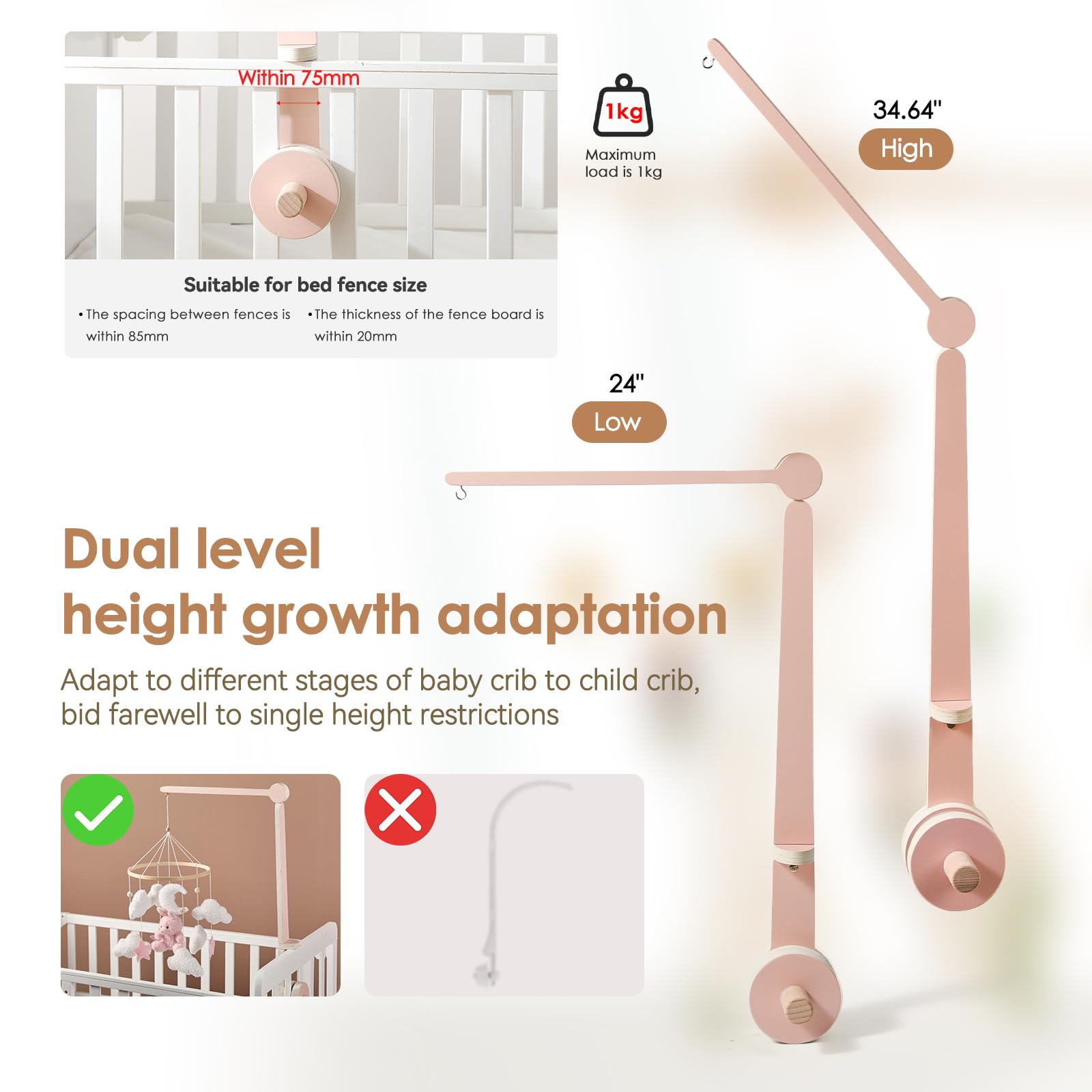 Universal-fit design works with most cribs for flexible nursery layouts.